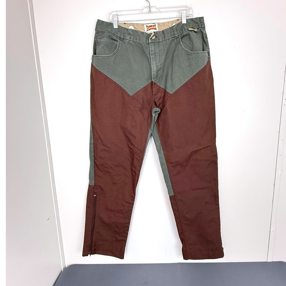 Gamehide Hunting Pants Mens 38 Style 12T Green Brown Canvas Brush Guard Utility